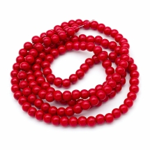 Жемчуг Бусины Стекло, Глянцевые, Круглые, Красный, 6-7мм, Отверстие 1мм, около 125шт/75см/нить, (УТ100017660)