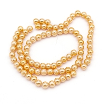 Жемчуг Бусины Стекло 4мм, Глянцевые, Круглые, Цвет: Темно-персиковый, Размер: 4х3.5мм, Отверстие 0.8мм, около 100шт/40см/нить, (УТ100017673)