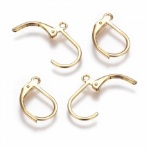 Швензы Нержавеющая Сталь c Петелькой, Английская застежка, Покрытие Золото 18К, 16x10x1.7мм, Пин 0.8 мм, Отверстие 1,4мм, (УТ100017767)