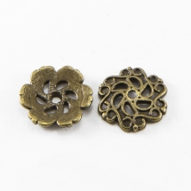 Шапочки для Бусин, Сплав, Квітка, Колір: Бронза, Розмір: 13х2.5мм, Отвір 1.5мм, (УТ100017828)
