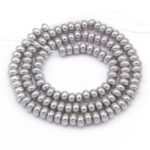 Жемчуг Бусины Стекло, Рондель, Глянец, Окрашены Экокраской, Светло-серый, 5х3мм, Отв. 1мм, ок. 120шт/36см/нить (УТ100017849)