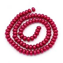 Жемчуг Бусины Стекло, Рондель, Глянец, Окрашены Экокраской, Красный, 6х4мм, Отв.: 1мм, около 94шт/38см/нить (УТ100017852)