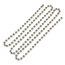 Стразовая Цепь Декоративная, Класс А,  Золото/Лайт Сапфир, 2мм, около 360шт/1.1м, (УТ100017854)