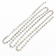 Стразовая Цепь Декоративная 2.6мм, Класс А, Цвет металла: Серебро, Цвет Страз: Кристалл АВ, Ширина 2.6мм, около 240шт/1.1м, (УТ100017863)