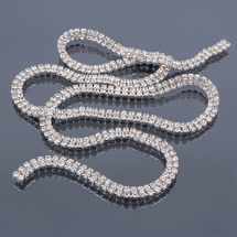Стразовая Цепь Декоративная, Двухрядная, Серебро/Бесцветный, 7мм, (УТ100017869)