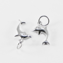 Срібло 925 Підвіска Кулон Дельфін, Фурнітура для Прикрас, 13х8х3мм, Отвір 2мм (УТ100017894)
