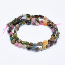 Намистини Натуральний Турмалин, На нитках, Крихітка, Колір: Мікс, 5-11х5-7мм, Отвір 1мм, 39-40см / нитка, (УТ100017955)