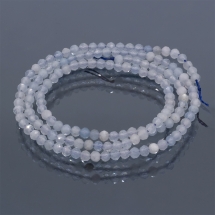 Намистини Натуральний Аквамарин Круглі Гранені, 2мм, Отвір 0.5мм, близько 210шт/42см/нитка, (УТ100017958)