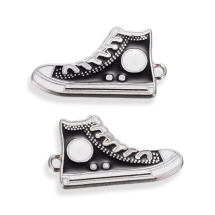 Подвеска Кулон Кеды из Сплава с Черной Эмалью, 30x17x2мм, Отверстие 1.5мм, (УТ100017979)