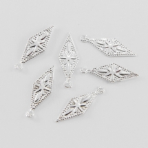 Кулон Ромб, Залізо, Плоский, філігрань, Колір: Срібло, 21x7.5x1.5мм, Отвір 1мм, (УТ100017983)