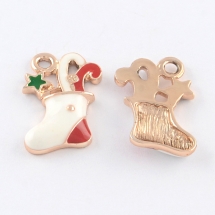 Кулон Носок, Сплав, Эмалированный, Цвет: Белый, Размер: 21х14х3мм, Отв. 2мм, (УТ100017984)