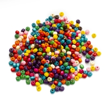 Бусины Дерево Окрашенные, Круглые, Цвет: Микс, Размер: 6х4-5мм, Отв-тие: 2мм, ок. 670шт/50г, (УТ100017985)