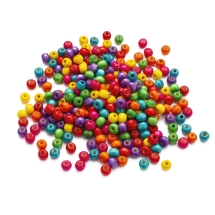 Бусины Дерево Окрашенные, Круглые, Цвет: Микс, Размер: 8x7мм, Отв-тие: 3мм, ок. 280шт/50г, (УТ100017986)