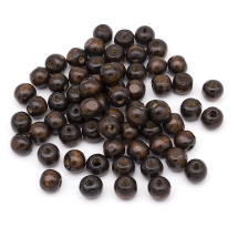 Бусины Дерево Окрашенные, Круглые, Цвет: Коричневый, Размер: 8x7мм, Отв-тие: 3мм, ок. 280шт/50г, (УТ100017996)