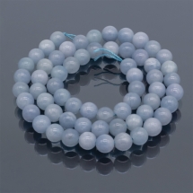 Намистини Натуральний Халцедон, На нитках, Круглі, Імітація Аквамарина, 6мм, Отвір 1мм, близько 60шт/37см/нитка, (УТ100018022)