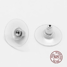 Серебро 925 Родированное, Комбинированные Заглушки для Швенз, Силикон, 6.5x12мм, (УТ100018130)