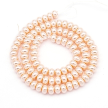 Жемчуг Бусины Стекло, Рондель, Глянец, Окрашены Экокраской, Персиковый, 6х4мм, Отв.: 1мм, ок. 94шт/38см/нить (УТ100018136)