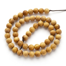 Бусины Дерево, Круглые, на Нити, Цвет: Светло-Коричневый, Размер: 8-8.5мм, Отв-тие 1мм, около 48шт/38см/нить (УТ100018220)