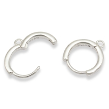 Серебро 925 Швензы-Кольца, Основа для Сережек Круглые, Стойкое Родиевое Покрытие, Платина, 14х12х2.5мм, Отверстие 1мм, Пин 1мм, (УТ100018261)