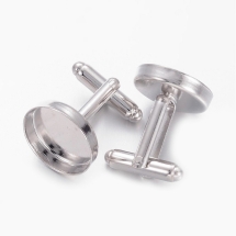 Основа под Запонки Латунь, Цвет: Платина, Размер: 21х18мм, Диаметр Платформы 16мм, (УТ100018518)