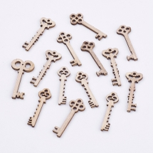 Кулон Деревянный, Ключ, Цвет: Светло-коричневый, Размер: 38-40x11-20x2мм, Отверстие 1-3мм, (УТ100018686)