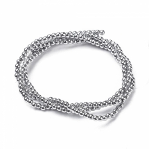 Бусины Синтетический Гематит, Немагнитный, на нитях, Круглые, Серебро, 2мм, Отв. 0.6мм, около 212шт/37см/нить, (УТ100018720)