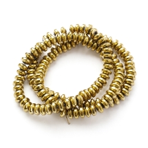 Бусины Синтетический Гематит, Немагнитный, на нитях, Круглые Плоские, Цвет: Золото, Диаметр: 6мм, Толщина 3мм, Отв. 1мм, около 138шт/40см/нить, (УТ100018734)