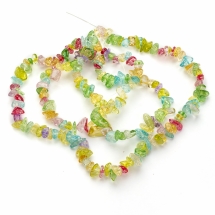 Бусины Стекло Кракле, Крошка, Микс, 5-8мм, Отверстие 1мм, около 80см/нить, (УТ100018758)