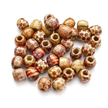 Бусины Деревянные Печатные, Бочонок, Микс, Размер: 16х17х17мм, Отверстие 6.5-7.5мм, около 25шт/50г, (УТ100018782)