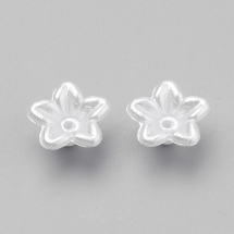 Жемчуг Бусины Пластиковые ABS, Глянцевые, Цветок, Белые, 10х10.5х5мм, Отверстие: 1мм, (УТ100018840)