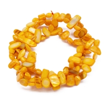 Намистини Річковий Перламутр Самородок, Пофарбовані, Яскраво-Помаранчевий, 6-25x4-14x3-7мм, Отвір 1мм, близько 96-100шт/80см/нитка, (УТ100018861)