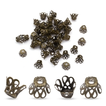 Конус Шапочки для Бусин, Железные, Цветок, Цвет: Бронза, Размер: 9х8мм, Отверстие 1.2мм, (БА000001074)