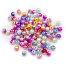 Перли Намистини Акрилові, Круглі, Колір: Мікс, Розмір: Діаметр 8 мм, Отвір 1.2мм, близько 90шт / 25г, (УТ100018902)