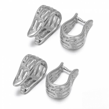 Тримач для кулонів, Латунь, Стійке Покриття, Філігранні, Колір: Платина, Розмір: 12х6х8мм, Отвір 8х5мм, Пін 1мм, (УТ100018974)