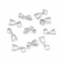 Тримач для кулонів, Латунь, Срібло, 15х5мм, Отвір 3х4мм, Пін 0.8мм, (УТ100018992)