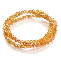 Бусины Гальваника Стекло, Биконус, Цвет: Красно-оранжевый, Размер: 3х3.5мм, Отв-тие 1мм, около 150шт/46см/нить, (УТ100019020)