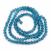 Бусины Австрийский Хрусталь Класс АА, Имитация, Биконус, Гальваника АВ-цвет, Синий, 3х3мм, Отв-тие: 0.8мм, около 127-133шт/38см/нить (УТ100019023)