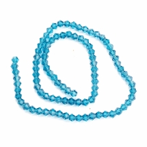 Бусины Австрийский Хрусталь Класс АА, Имитация, Биконус, Гальваника АВ-цвет, Синий, 4х4мм, Отв-тие: 1мм, около 89шт/34см/нить (УТ100019025)