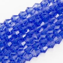 Бусины Австрийский Хрусталь Класс АА, Имитация, Биконус, Гальваника АВ-цвет, Светло-синий, 6х6мм, Отв. 1мм, около 50шт/30см/нить (УТ100019044)