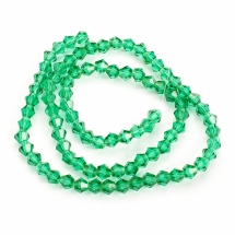 Бусины Австрийский Хрусталь Класс АА, Имитация, Биконус, Гальваника АВ-цвет, Темный Циан, 4х4мм, Отв-тие: 1мм, около 89шт/34см/нить (УТ100019049)