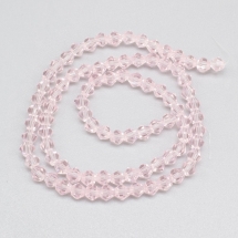 Намистини Австрійський Кришталь Клас АА, Імітація, Біконус, Гальваніка АВ-колір, Колір: Рожевий, Розмір: 4х4мм, Отв-тя: 1мм, близько 89шт / 34см / нитка, (УТ100019057)