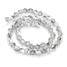 Бусины Австрийский Хрусталь Класс АА, Имитация, Полупокрыти Платина, Биконус, 5х5мм, ок. 55шт/25см/нить (УТ100019059)
