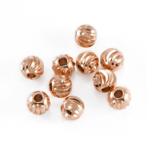 Бусины, Латунь, Стойкое Покрытие, Круглые, Рифленые, Покрытие Розовое Золото, Размер: 5х4мм, Отверстие 2мм, (УТ100019031)