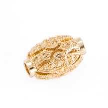 Бусины Филигранные, Латунь, Стойкое Покрытие, Овал, Полые, Цвет: Светлое Золото, Размер: 19х12мм, Отверстие 4мм, (УТ100019075)