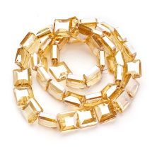 Бусины Гальваника Стекло, Граненые, Квадрат, Цвет: Оранжевый, Размер: 13x13x7.5мм, Отв-тие: 2мм, около 38шт/50/нить, (УТ100019084)