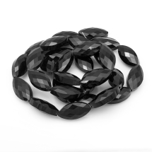 Бусины Стеклянные Непрозрачные, Конский Глаз, Граненый, Цвет: Черный, Размер: 25x12мм, Толщина 8мм, Отв. 1мм, Около 30шт./75см/нить (УТ100019111)