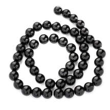 Бусины Австрийский Хрусталь, Имитация, Круглый, Цвет: Черный, Диаметр: 9.8-10мм, Отв-тие 1мм, около 38шт/36см/нить, (УТ100019115)