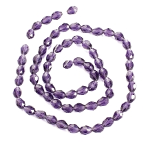 Бусины Стекло Капля, Прозрачные, Граненые, Цвет: Пурпурный, Размер: 8х6мм, Отв-тие: 1мм, около 62шт/43.5см/нить, (УТ100019177)