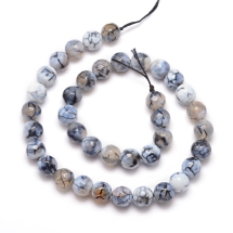 Намистини Натуральний Агат Вени Дракона, Круглі, Грановані, Пофарбовані, Клас А, Кава, 10мм, Отвір 1мм, близько 35шт/36см/нитка, (УТ100019264)