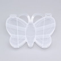Контейнер для Бисера и Бусин, Пластик, Бабочка, Цвет: Бесцветный, Размер: 11.2x13.8x1.9см, (УТ100019263)